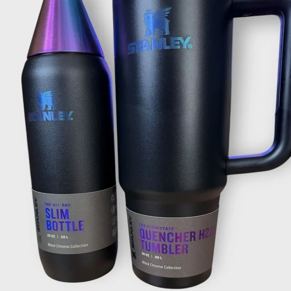Stanley Black Chroma 20 oz All Day Slim Bottle /30 oz Quencher H2O Tumbler (c) - Picture 3 of 9